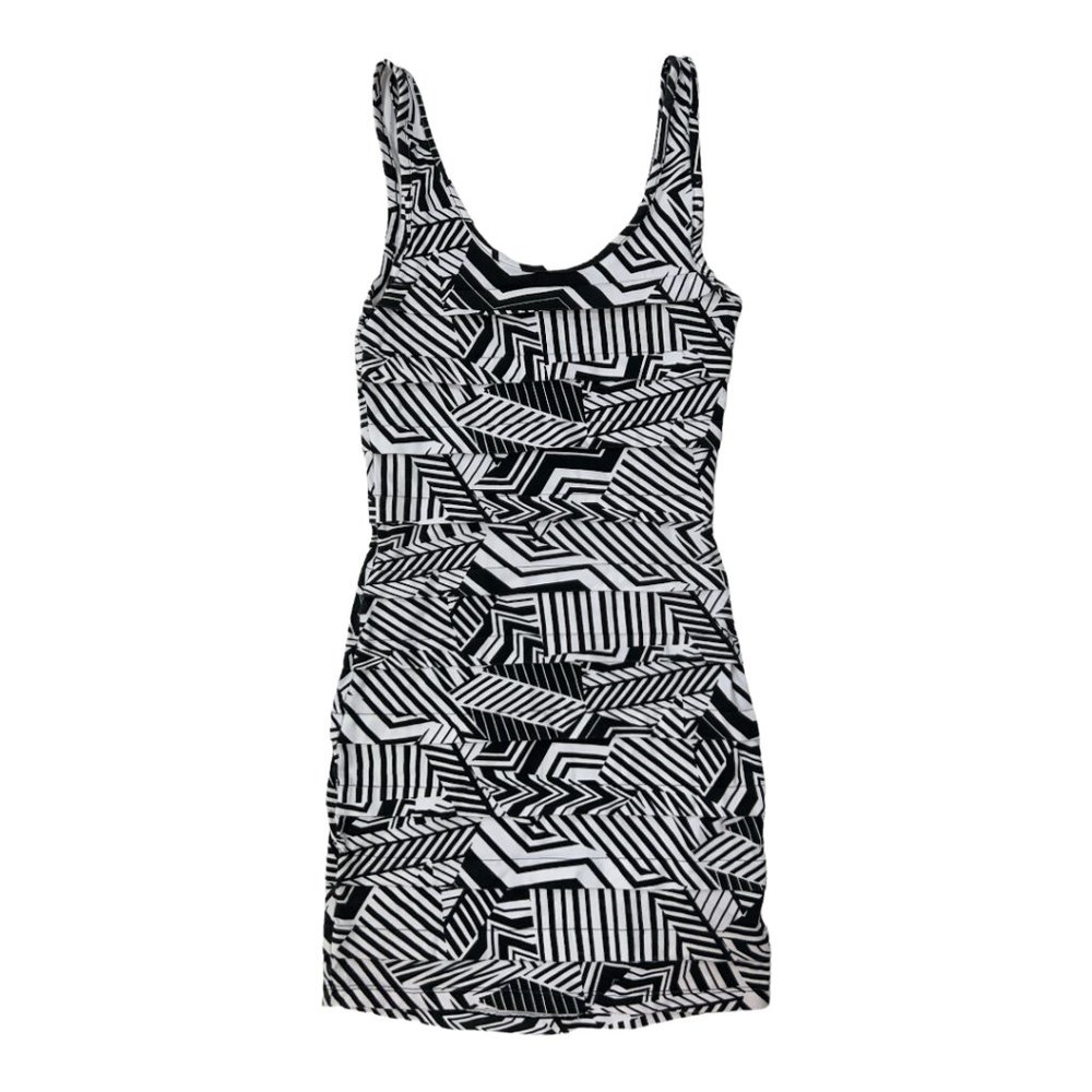 Charlotte Russe Black & White Geometric Bodycon Dress Sz S